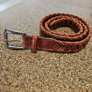 VTG Billy Belts California Western Belt Size 34 Braided Brown Leather Unique EUC - Picture 1 of 7