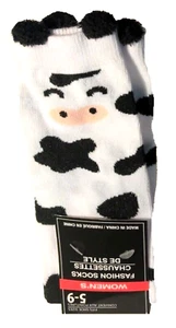 New Funky Novelty COW PRINT CREW SOCKS Fun Cowgirl Farmer Birthday Costume Party - Picture 1 of 3