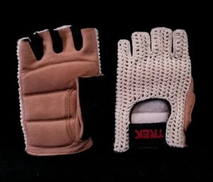 Retro Leather Padded Palm Vented Loose Weave Bicycle Gloves Unused Mens Small - Picture 1 of 10