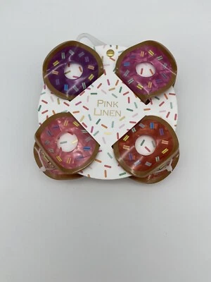 Розовый льняной пончик заколки комплект из 4 с брызгами разноцветный новый без ярлыка - Изображение 1 из 4