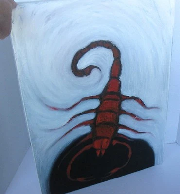 Arte ESCORPIÓN PICANTE ROJO, óleo original - ¿Acrílico? Pintura sobre lienzo, insecto Foto 1 de 4