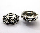 8 Pcs 15X7mm Bali Bead Cap 10mm Inner Oxidized Silver Plated ms-421