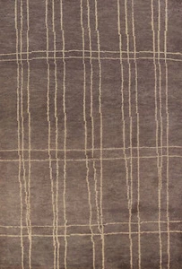 Unique Luxury Hand-Knotted Moroccan Rug Brown Bedroom Centerpiece 5x8 ft - Picture 1 of 21