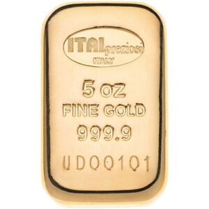 5 oz Italpreziosi Cast Gold Bar (New)