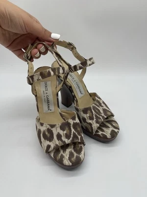 Vtg DOLCE & GABBANA 90s LEOPARD PRINT HEELS 35 - Image 1 of 4