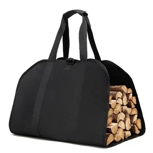 Heavy Duty Firewood Storage Bag with Adjustable Double Ring Strap and Handle - Picture 1 of 5