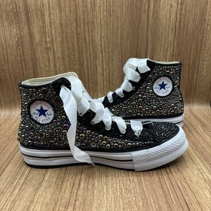 Converse All Star Chucks Custom Bling Wedding High Sneaker Kids 6.5/ Women’s 8 - Imagen 1 de 10