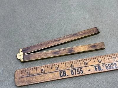 RARE STANLEY BRASS BOUND RULE VERY WORN - Image 1 of 4