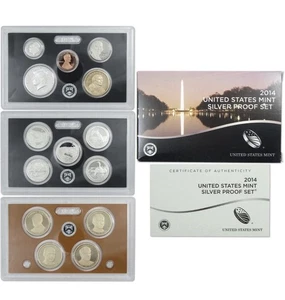 Juego de prueba de plata 2014 como nuevo embalaje original certificado de autenticidad en caja (PFBX05) - Imagen 1 de 3