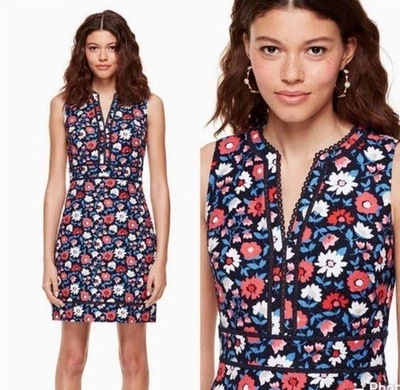 Mini vestido Kate Spade floral margarida jacquard sem mangas bainha boho preppy tamanho 10 - Imagem 1 de 4