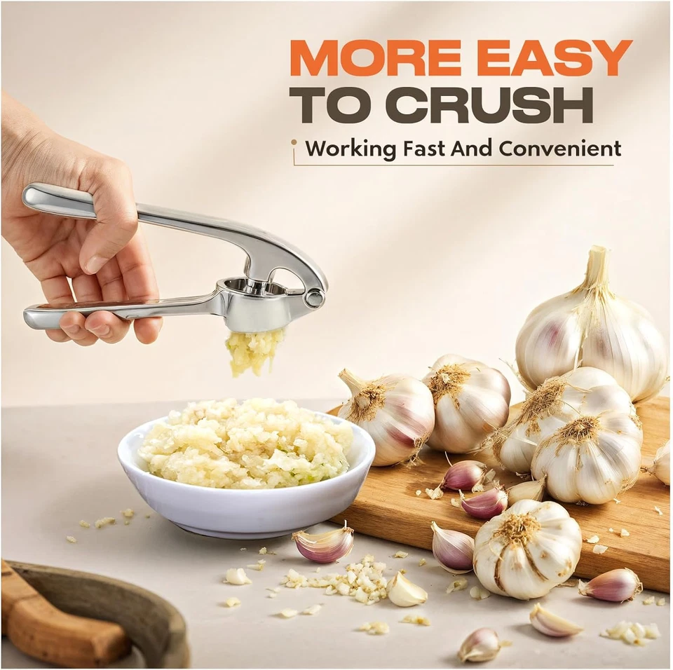 Кухонный пресс для чеснока, ржавчина и безопасный для посудомоечной машины измельчитель чеснока, прочный  - Изображение 1 из 4