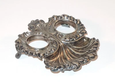 Soporte de tinta victoriano Art Nouveau plateado para tinteros de vidrio con bandeja para bolígrafos Foto 1 de 4