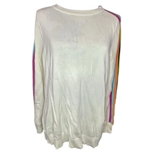 Belle by Kim Strickpullover Gravel weiß Regenbogenstreifen M - Bild 1 von 6