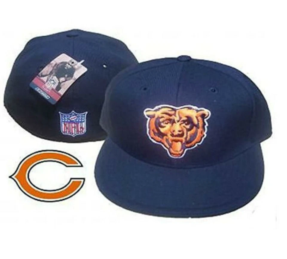 Gorra Reebok Chicago Bears Logo Cabeza de Oso Ajustada Talla 7 1/2 Foto 1 de 1