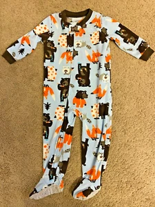 Carter’s Boys Footed Warm One Piece Pajamas Zip Up Cozy PJs 18 Months - Picture 1 of 24