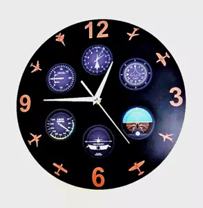 Pilots Aviation Flight Instrument 12" Wall Clock / New / Free shipping - Picture 1 of 3