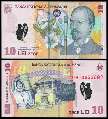 Romania 10 Lei  2018 2024, UNC, POLYMER, P-119 - Image 1 of 3