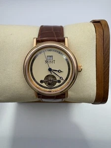 Orologio Nicolet 1886 Uomo Vintage Automatico - MODELLO RARO n32008 Cinturino Marrone Zaffiro - Foto 1 di 8