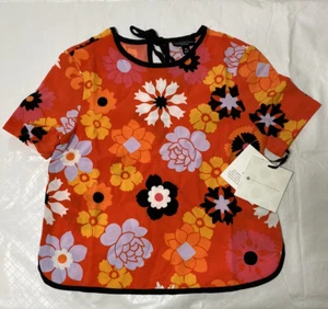 Victoria Beckham For Target Floral Short Sleeve Top Size XS Multicolor Blouse - Picture 1 of 5