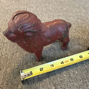 Antique Vintage Lion Red Cast Iron Bank 2 Pounds ! Beautiful Piece - Picture 1 of 7