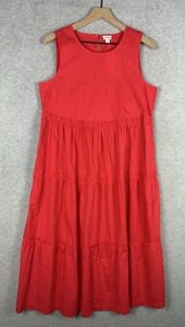 J Crew Dress Womens 8 Orange Red Tiered Maxi Ruffle Cotton Lightweight NEW - Picture 1 of 10
