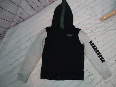 Sudadera con Capucha Puma Niños Cremallera Completa Manga Larga Negro/Gris Letrero Frontal Talla 5 Foto 1 de 3