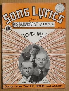 Song Lyrics Magazine March 1938 Big Broadcast Walter Winchell Marek Weber - Foto 1 di 3