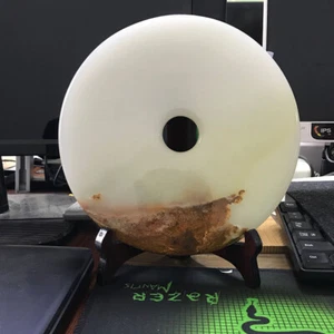 Chinese Untreated Natural Jade Hand-carved Statue Jade Donut 8.19 inch - Picture 1 of 9