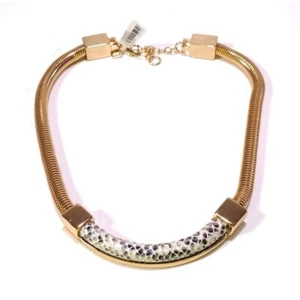 Banana Republic Faux Snakeskin Chunky Gold S Chain Short Necklace NWT 59.50 - Picture 1 of 7