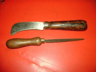 ANCIEN Couteau à greffer VITICULTURE + lime douce d'affûtage 20 cm manche10,5 cm - Photo 1/4