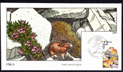 Scott 2319 FDC Pika North American Wildlife CAPEX Collins Hand Painted Cachet - Image 1 of 2