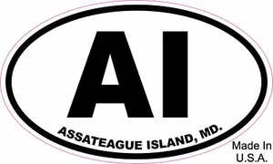 Calcomanía pegatina para ventana euro de vinilo ovalada Assateague Island Maryland AI MD - Imagen 1 de 1