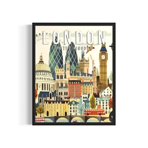 London UK Landscape Poster Art Print Wall Art Painting Artwork Decor Vintage - Picture 1 of 6