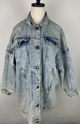 Chaqueta vaquera vintage para mujer XL lavado ácido pátina envejecida grunge punk años 80 90 Foto 1 de 4