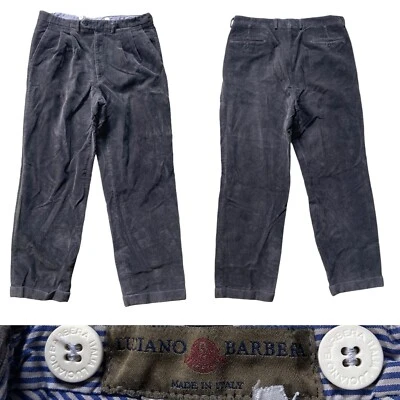 Pantalones Luciano Barbera Italia Pana Algodón Puños Hombre Talla 52 en Carbón Foto 1 de 4