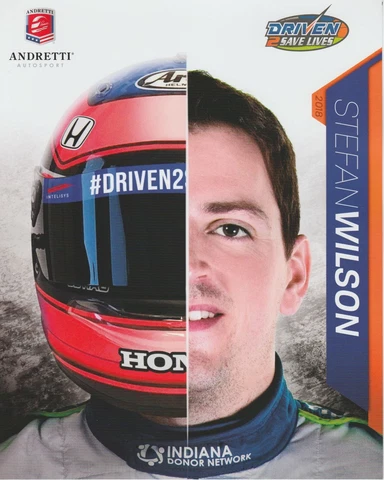 2018 Stefan Wilson Driven 2 Save Lives Honda Dallara Indy 500 Indy Car postcard Cover