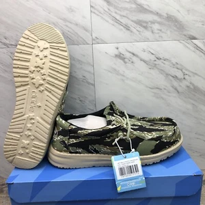 Hey Dude Wally Tiger Stripe Camo Stretch Slip On Casual Shoes Sz Youth 6 Lady 7 - Picture 1 of 11