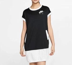 Nike Girls Sports Wearomens Air Short Sleeve Dress CU2458-010 Black White XS - Picture 1 of 9