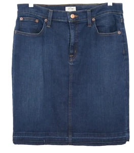 J.Crew Women Size 29 Denim Pencil Skirt Fringe Hem Statement Career Evening Sexy - Picture 1 of 9