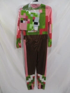 Minecraft Pigman Costume Boys Large 10-12 Minecraft Halloween Suit Mask Pink - Picture 1 of 11