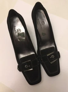 COLE HAAN Slip On Buckle Pumps Heels Black Suede Women's 7.5 AA - Picture 1 of 12