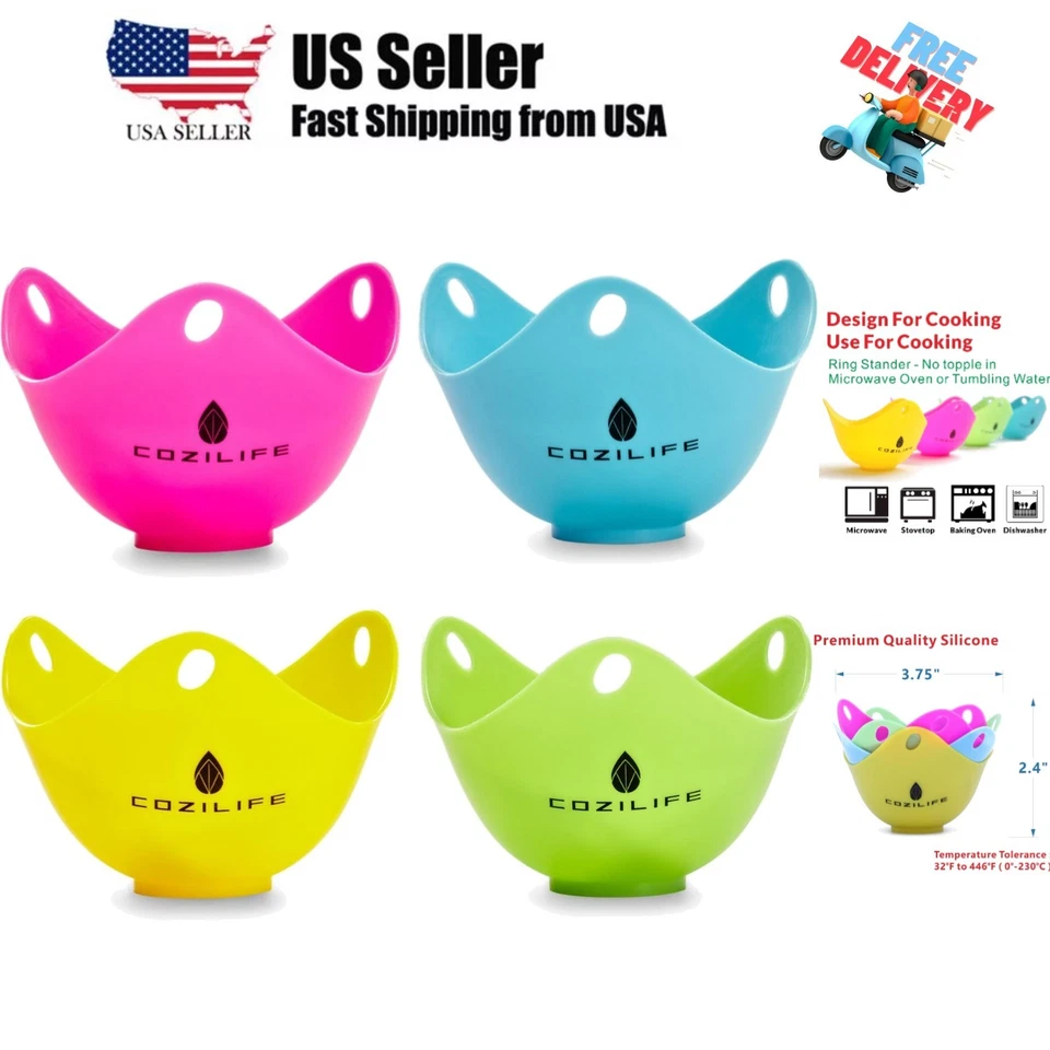 Poaching Cups With Ring Standers Egg Poacher COZILIFE Silicone
