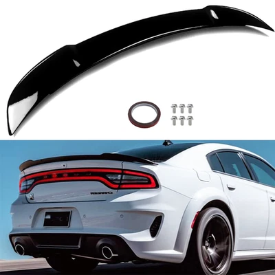 Para 2011-2023 Dodge Charger Hellcat Style SRT asa de spoiler traseiro preto brilhante - Imagem 1 de 4