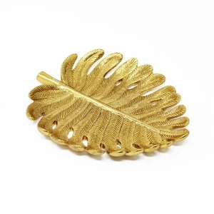 Clearance Trinket Dish Leaf Gold Decorative Plate Jewellery Key Holder 20cm - Picture 1 of 4