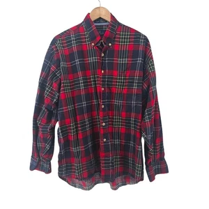 ENRO kariertes Flanell Button Down Hemd Large rot marine Langarm Baumwolle Freizeit - Bild 1 von 3