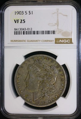 1903 S Morgan Silver Dollar $1 Coin San Francisco  NGC Certified VF25 - Image 1 of 2