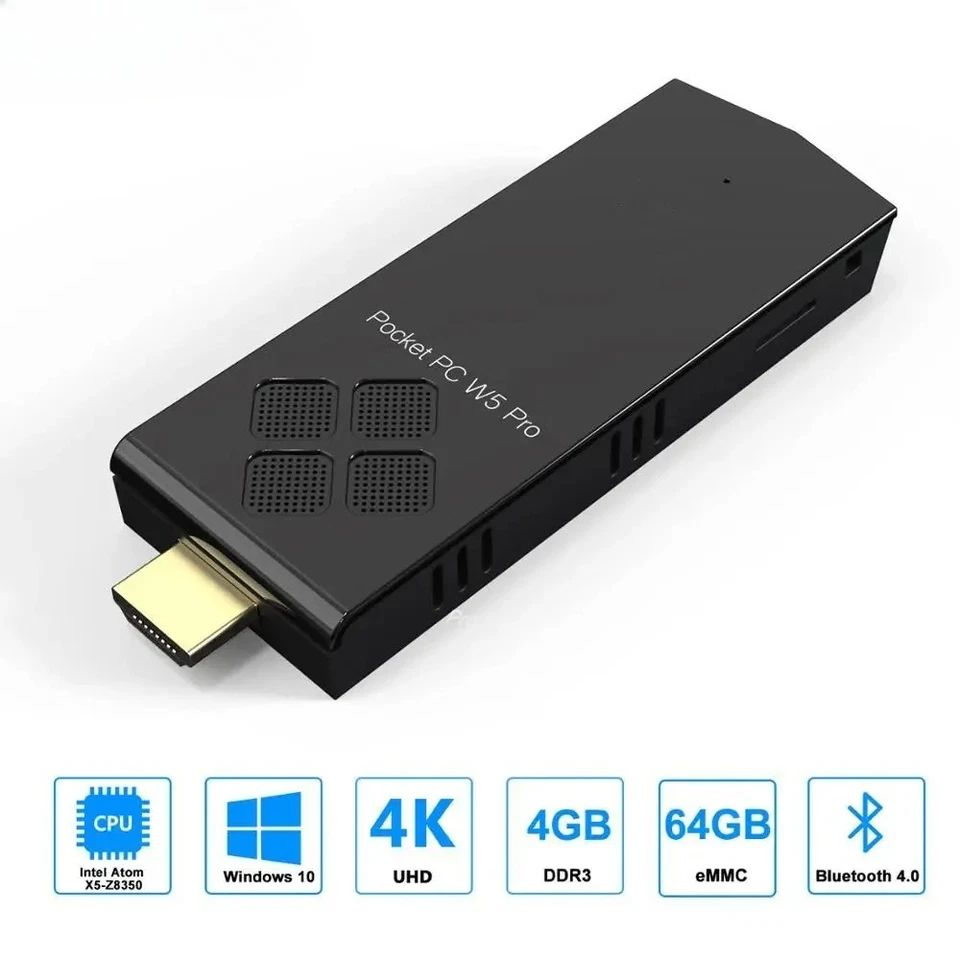 T5B Quad Core Intel Z8350 Mini Pc Computer Windows 10 Dual Band 2.4G & 5.8G - Image 1 of 4