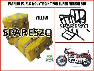 "PANNIER PAIR, YELLOW & MOUNTING KIT" Fit For Royal Enfield Super Meteor 650
