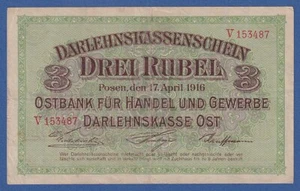 ALEMANIA / GERMANY -- POSEN / POZNAN -- 3 RUBEL ( 1916 ) -- VF -- PICK R123b . - Bild 1 von 3