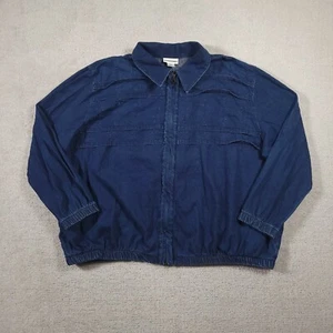 Alfred Dunner Denim Jacket Womens 24W Full Zip Blue Pockets Elastic - Picture 1 of 12